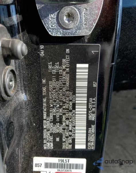 2010 Toyota Tundra Double Cab Limited из США, поврежденный, VIN 5TFSY5F1XAX093438